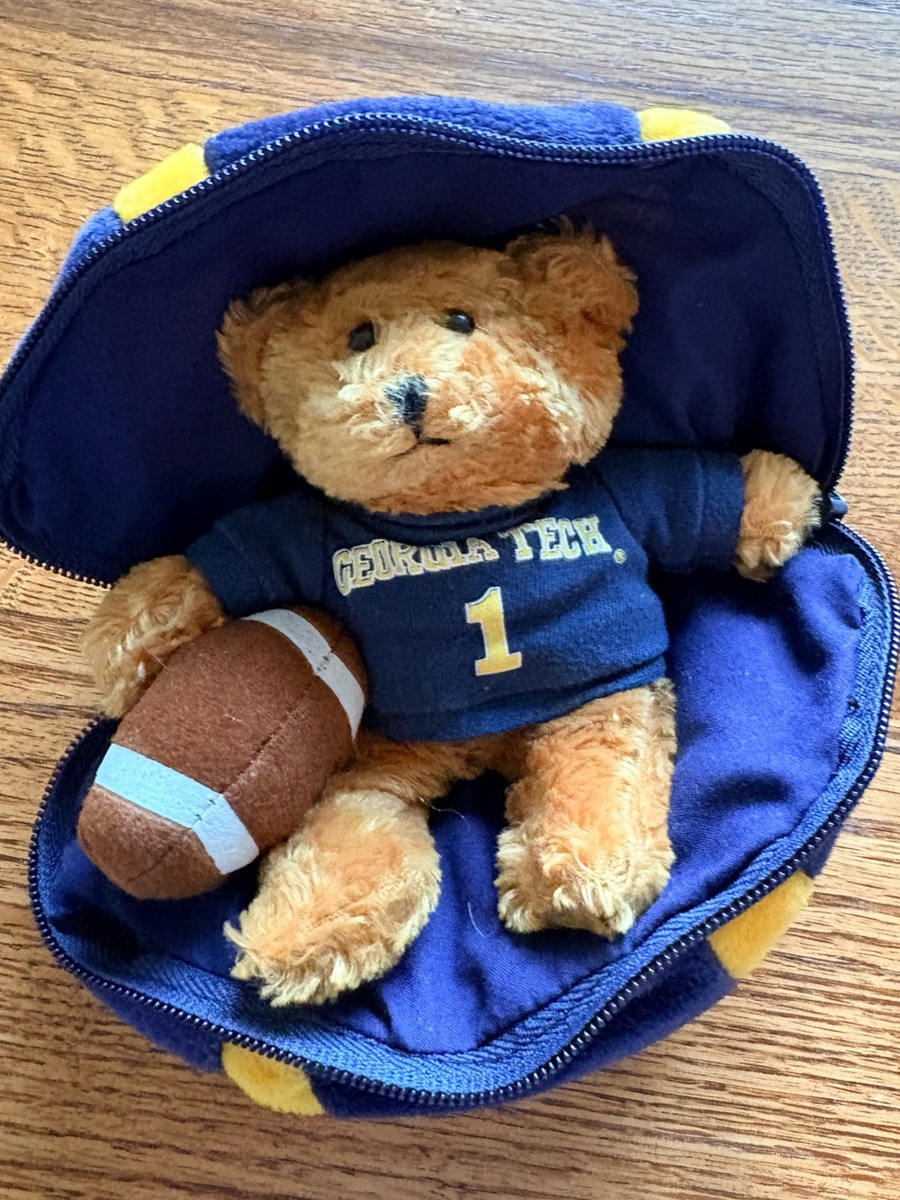 Plushland Georgia Tech football zippered plushie w/Teddy Bear holding football